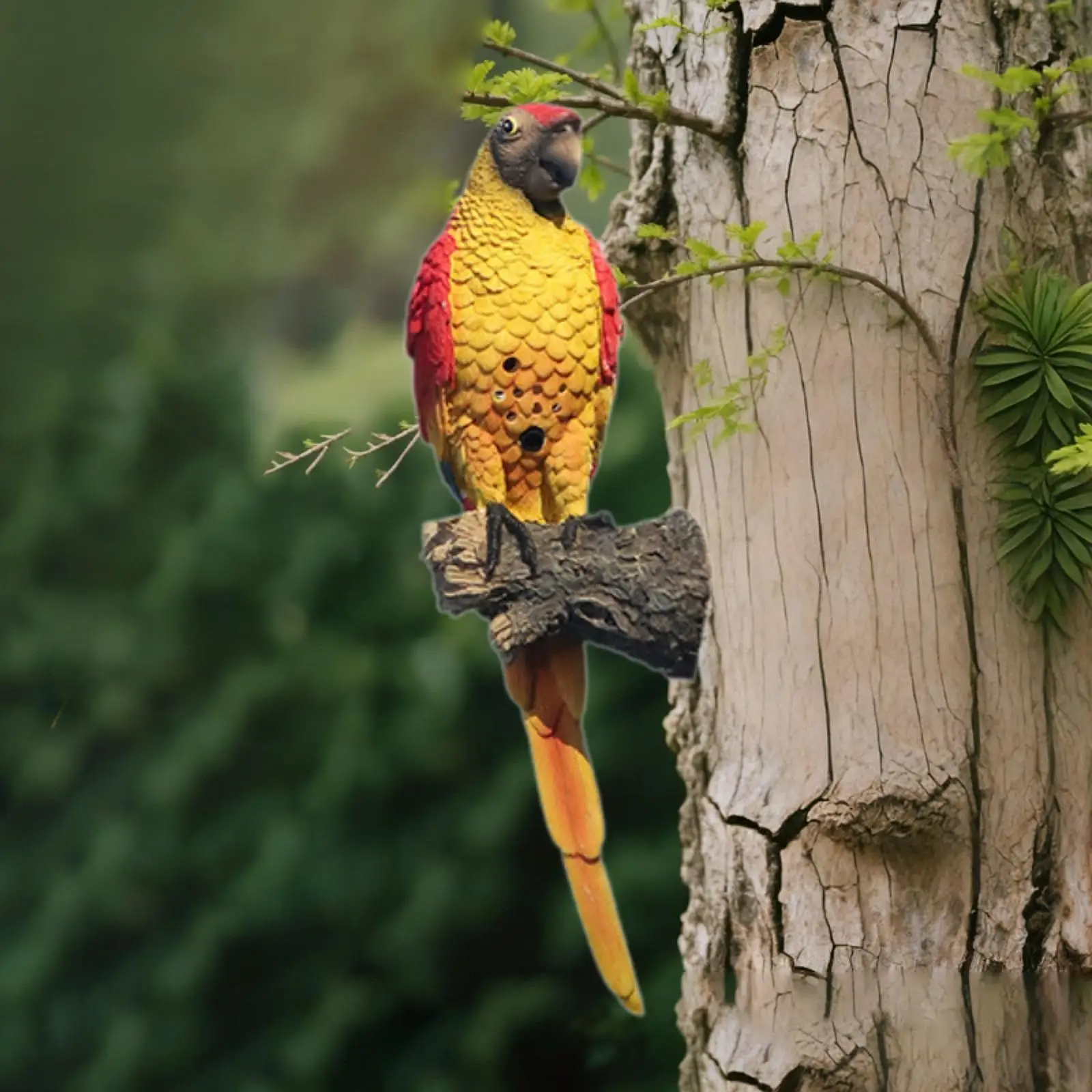 

Talking Parrot Statue Tree Hanging Ornament Bird Figurine for Home Garden Yard Balcony Wall Decoration Easy to Install