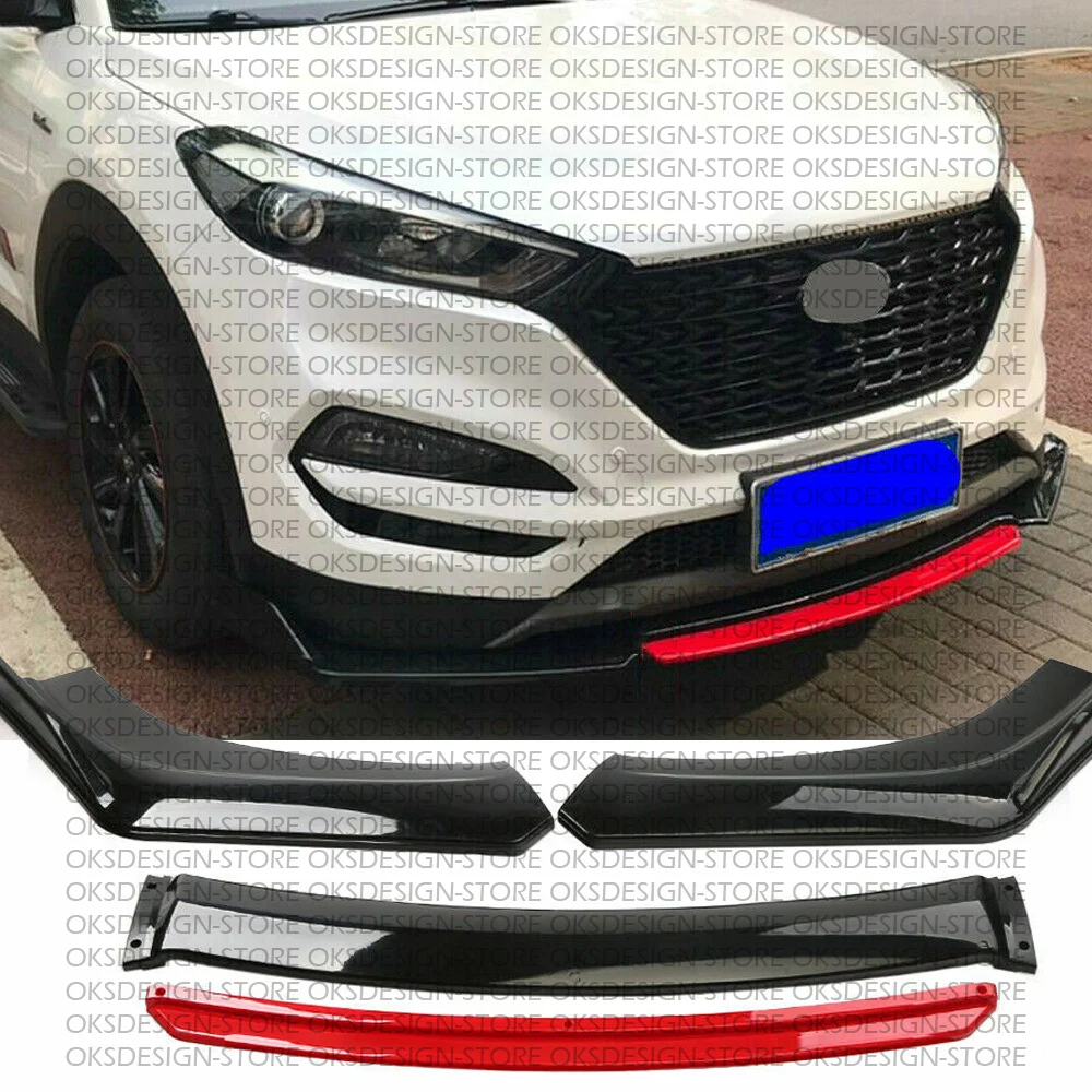 

For Hyundai Tucson 2005-21 Glossy Red Front Bumper Lip Body Kit Spoiler Splitter abs PLASTIC