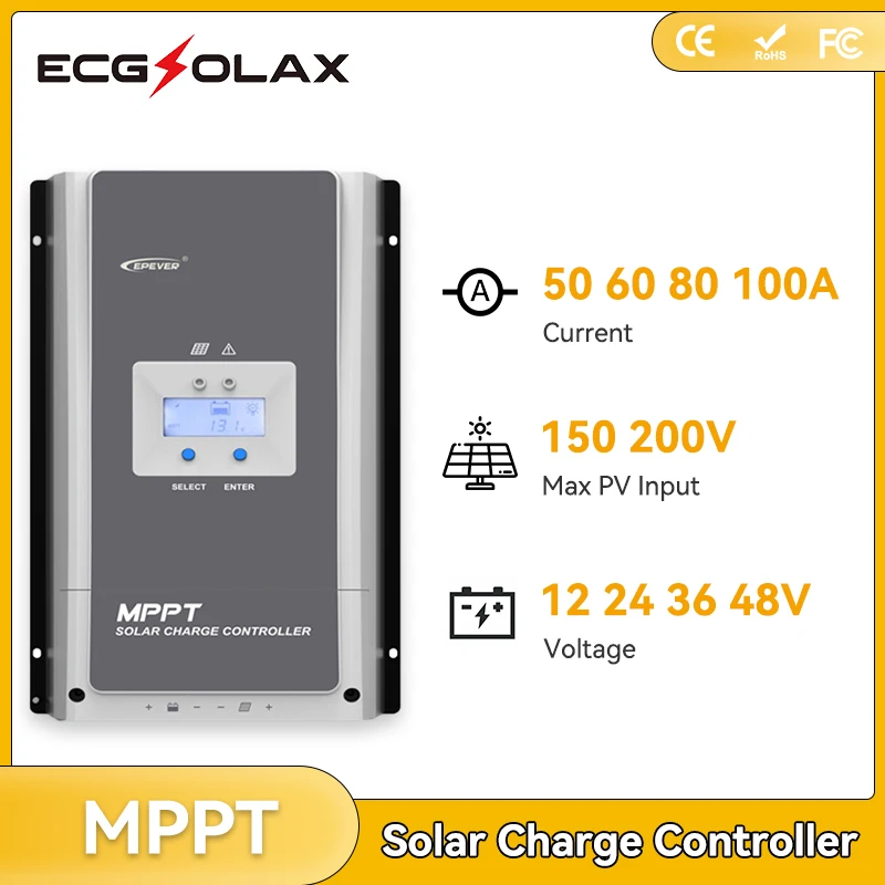 EPEVER MPPT 100A 80A 60A 50A Solar Charge Controller 12V 24V 36V 48V Auto Battery Regulator Max PV 150V 200V Tracer AN Series