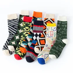 1 Pair Unisex Socks Number Math Equation Printed Geometric-pattern Fashion Trendy Street Mid Tube Socks Suit In All Seasons