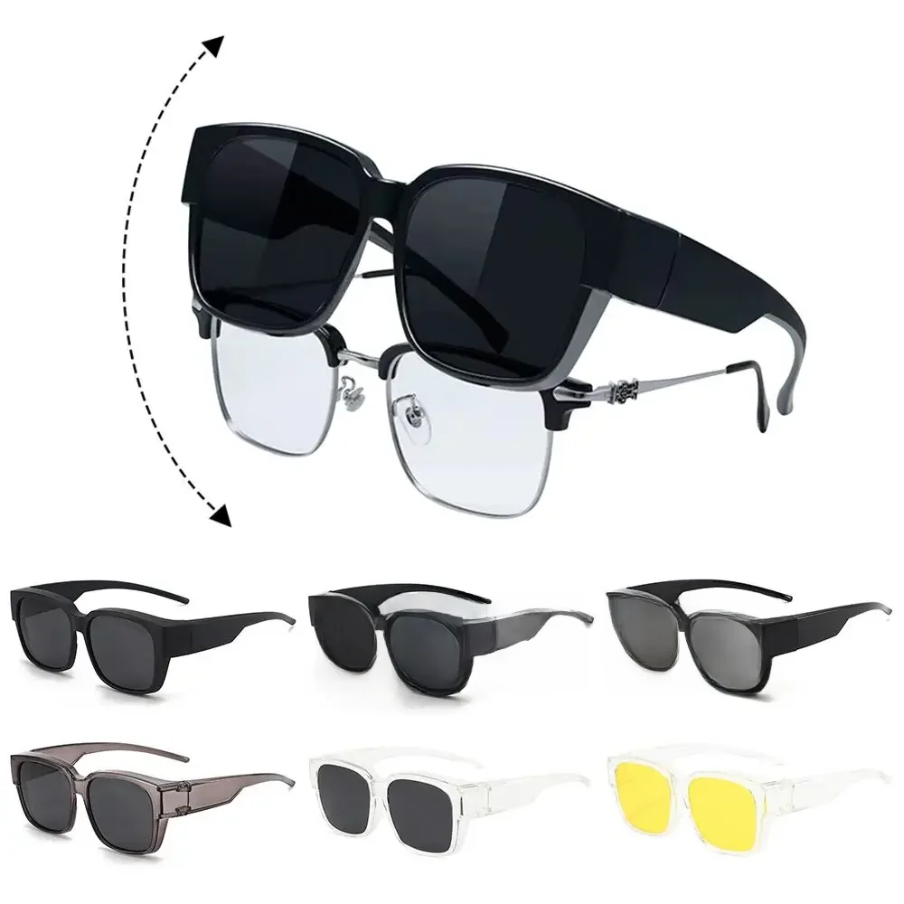 AliExpress NONE Polarized Fit Over Glasses Sunglasses for Women Men, Trendy Square Wrap Around Shades for Driving Riding, UV Protection