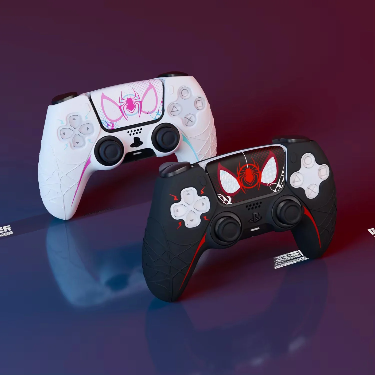 Nouveau Spider Web Silicone peau couverture manette de jeu autocollant coque souple pour Sony Dualsense 5 PS5 contrôleur pouce bâton poignée capuchon protecteur
