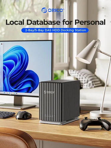 Imagen 2 del producto ORICO HDD estación de acoplamiento 2Bay 5Bay tipo C almacenamiento Personal 12V 4A fuente de alimentación diseño silencioso fuerte disipación de calor 3,5""