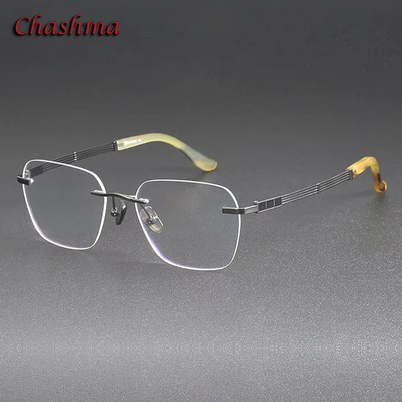 

Chashma Prescription Glasses Men Eyeglasses Frames Pure Titanium OX Horn Tips Men High End for Myopia Presbyopia Spectacles