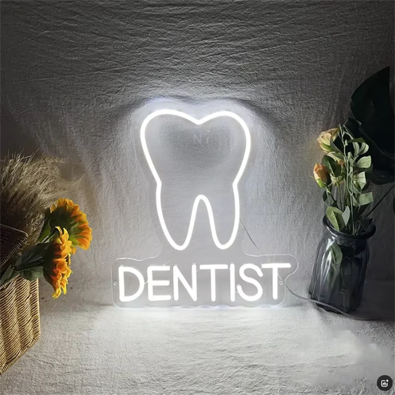 Custom Dentist Tooth Neon Sign Dental Clinic LED Neon Sign  Dentist Neon Light  Wall Decor Office Decor