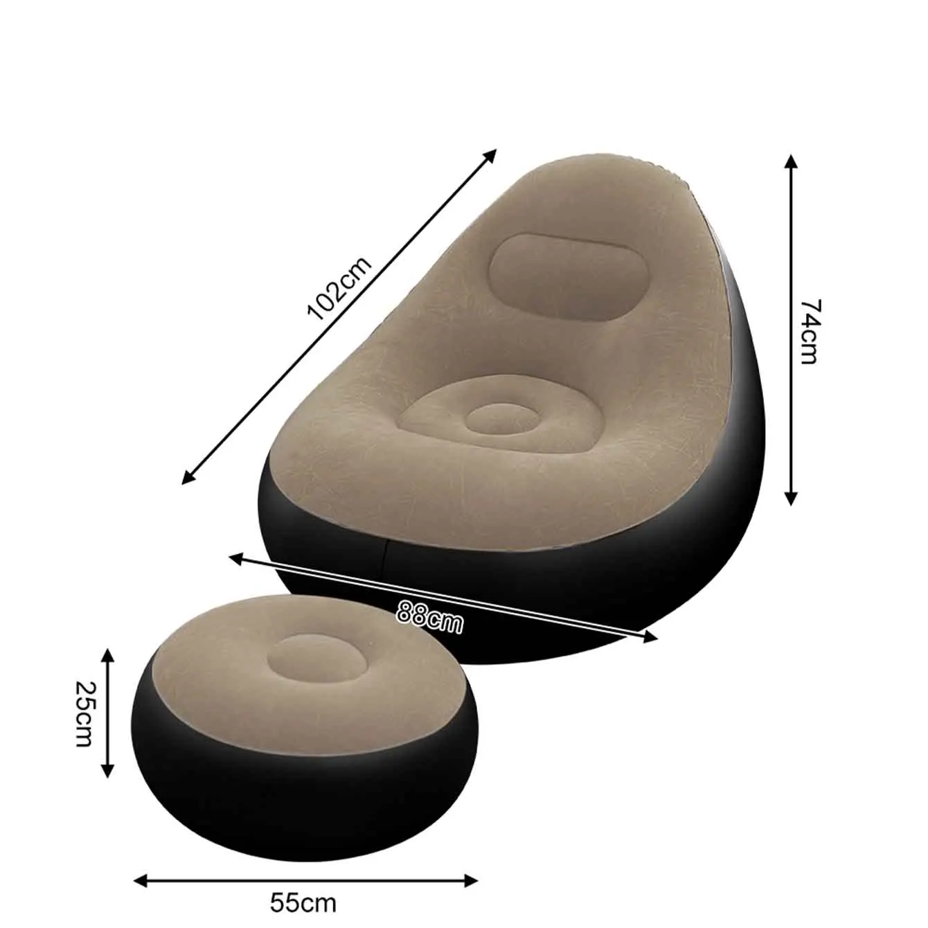 1PC Inflatable Lounge Chair for Adults, Folding Portable Lazy Sofa with Foot Stool Lazy Flocking Recliner Chair Air Couch Sofa image 6