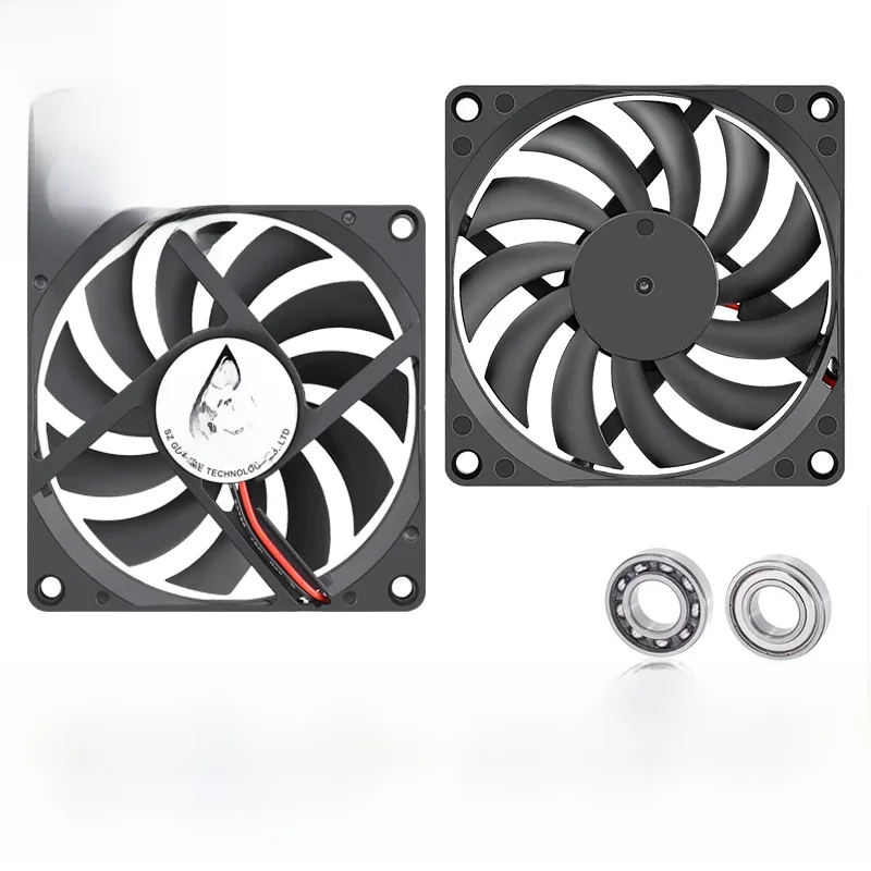 Gdstime 80mm Wentylator DC 5V 12V 24V 80x80x10MM Bezszczotkowy wentylator chłodzący 8010 Podwójna chłodnica kulkowa 8CM Wentylator osiowy do chłodzenia procesora w obudowie PC — zdjęcie produktu 7