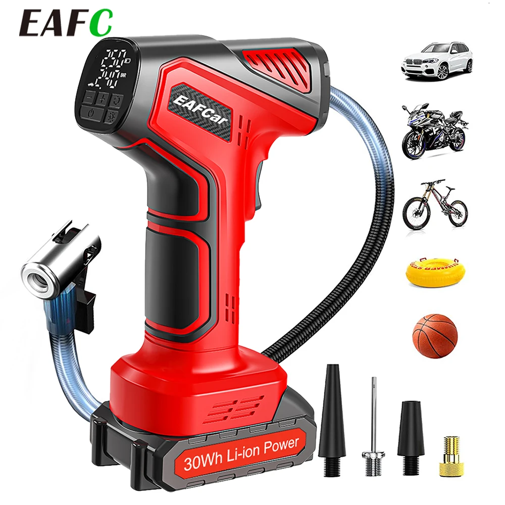 EAFC pompe à pneu Portable sans fil 160PSI pompe à Air de voiture pompe à air à gonflage rapide affichage numérique pour vélos SUV et boule de moteur