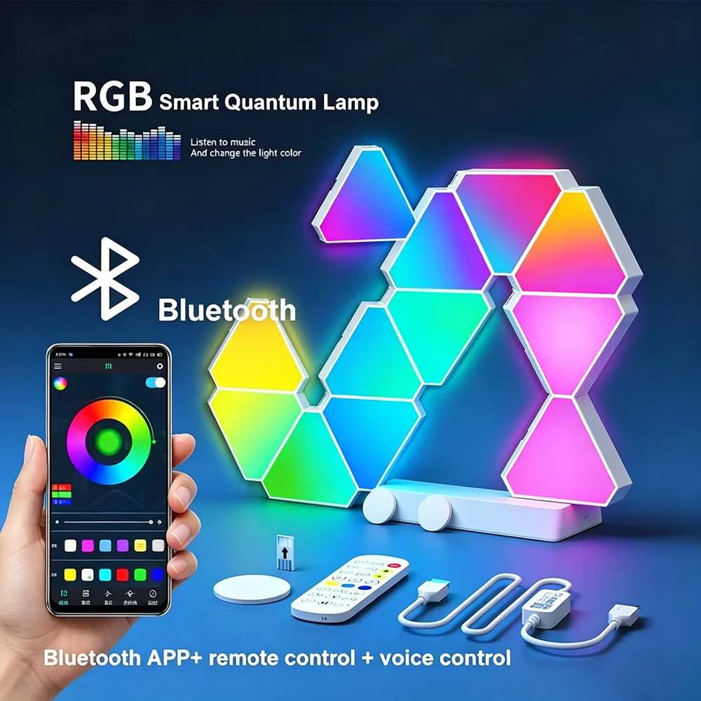 USB Bluetooth Remote Control 5V LEDs Night Light with Quantum Ambience WiFi Bluetooth Creative Decoration Wall Bulb for Gaming