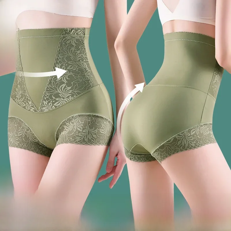 Bezszwowe po porodzie Slim Butt Lifter krótkie damskie majtki z wysokim stanem unikalne włókno koronkowe Shaper spalanie tłuszczu bielizna modelująca brzuch — zdjęcie 2