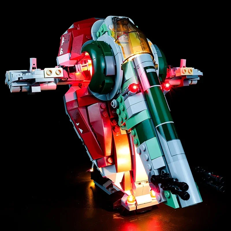 Kyglaring – ensemble d'éclairage Led, jouets de bricolage pour vaisseau spatial Boba Fett 75312 (blocs de construction non inclus)