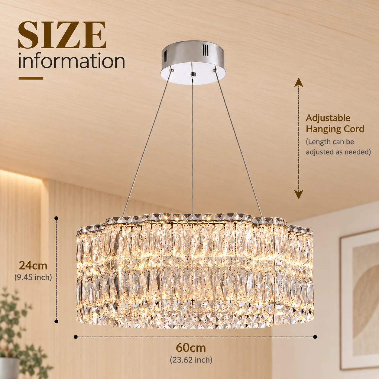 Elegante kristallen kroonluchter, moderne ronde en lineaire kristallen hanglamp, 40-100 cm rond of 80 cm lineair, luxe hanglamp voor de eetkamer, woonkamer, slaapkamer en keukeneiland.