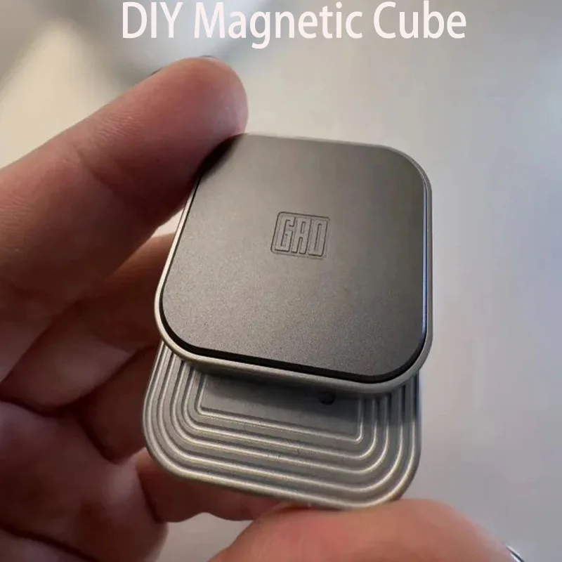 Cubo magnético de empuje deslizante, forma cuadrada, juguetes de escritorio de descompresión de Metal DIY, EDC para adultos y niños, regalos