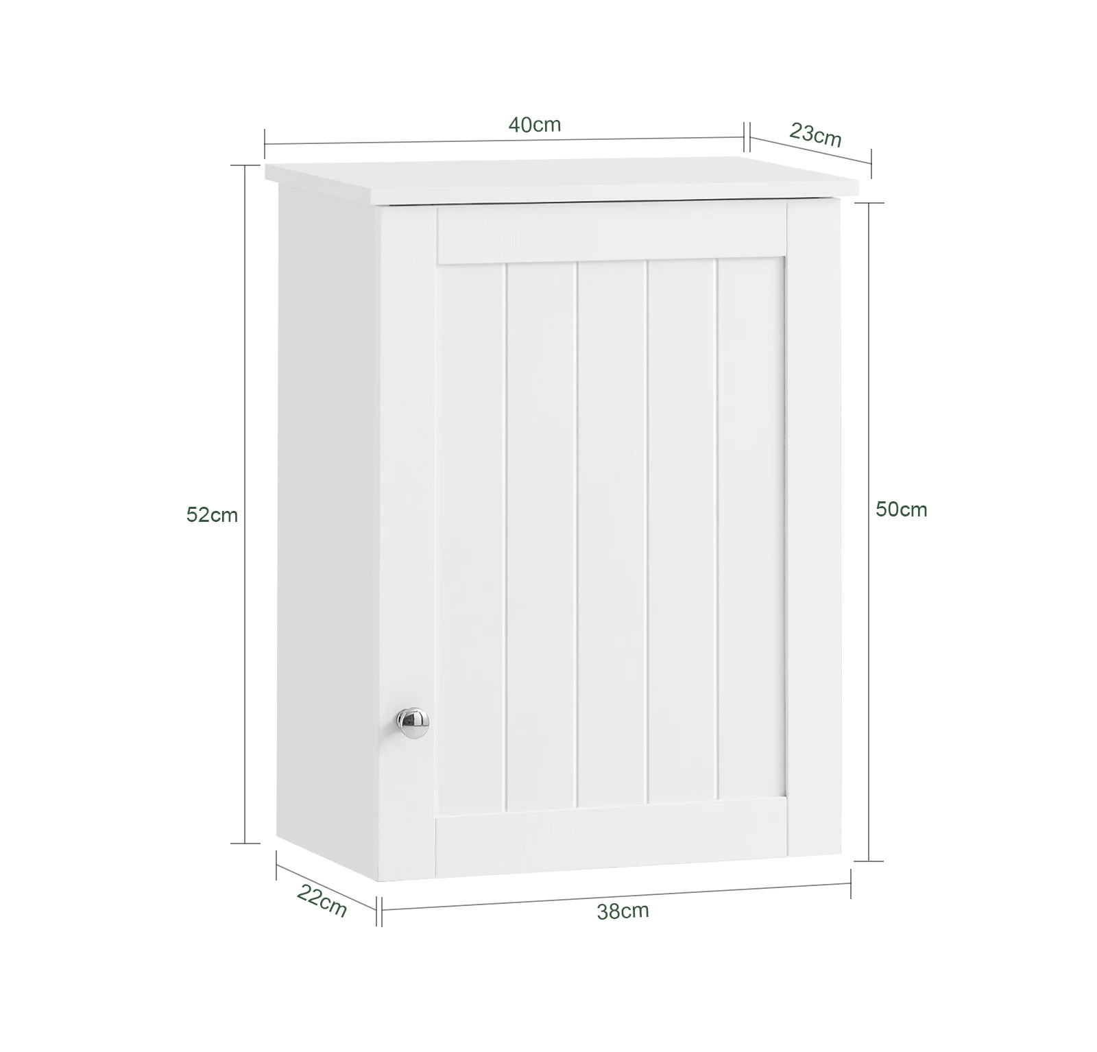 SoBuy BZR19-W Hängeschrank mit Einer Tür Wandschrank Badhängeschrank Küchenschrank Medizinschrank Badmöbel BHT ca: 40x52x23cm – Detail 1