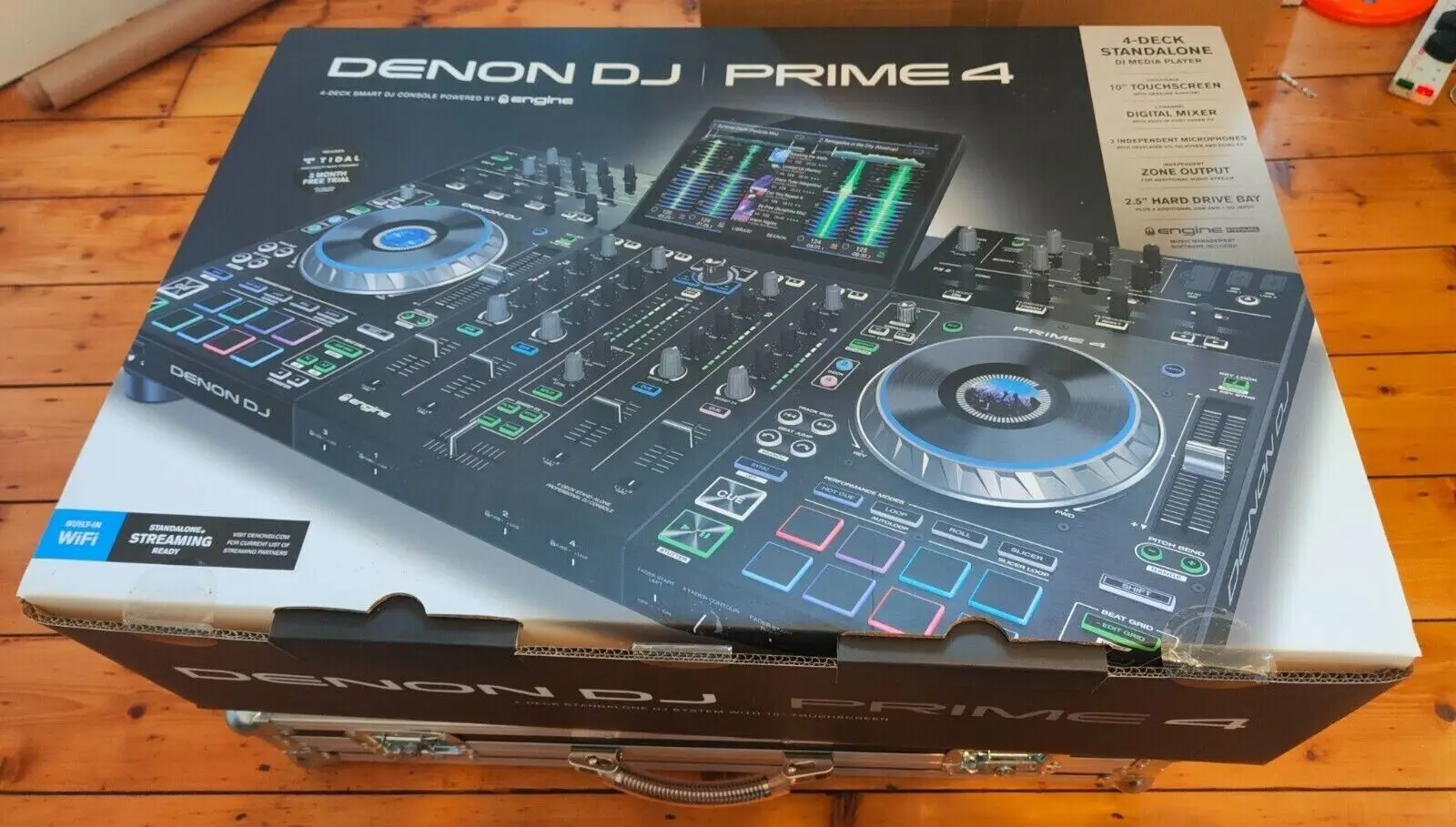 "Denon DJ Prime 4 독립형 콘솔, Swan Flight 케이스 및 보호 커버 포함(6)"