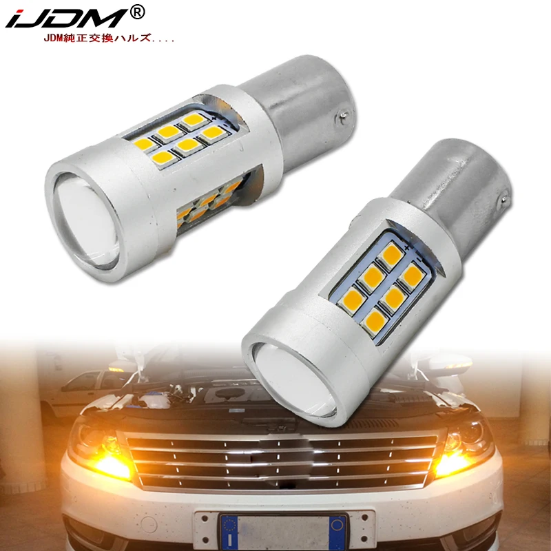 iJDM High Power Amber Yellow Error Free 21SMD-2835 LED BAU15S 7507 PY21W 1156PY LED Bulbs For Front Turn Signal Lights,7507 LED