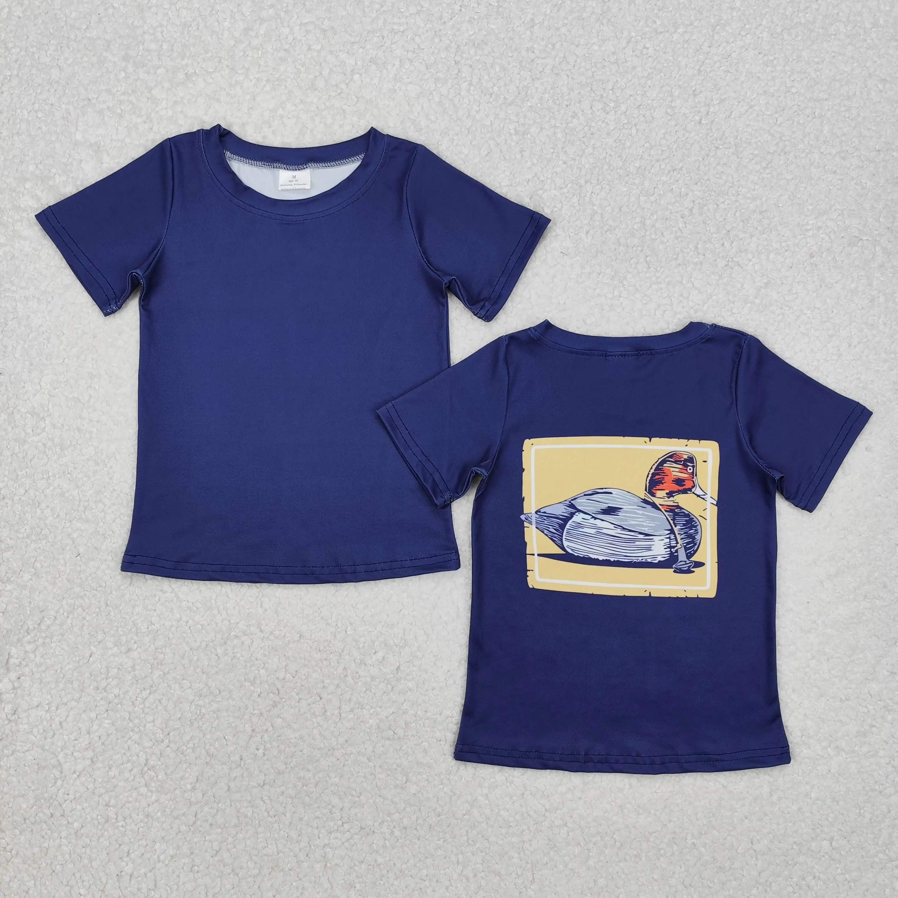 

Summer Fashion Baby Girls Duck Navy Blue Short-sleeved Top Wholesale Boutique Children Clothes Shirts