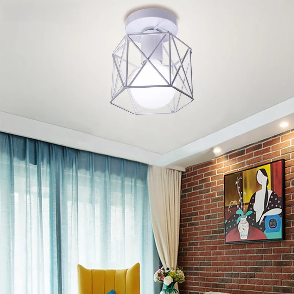 Modern Nordic White LED Teto Light, Industrial Vintage Loft Iluminação, Lmap Shade, Casa, Quarto,