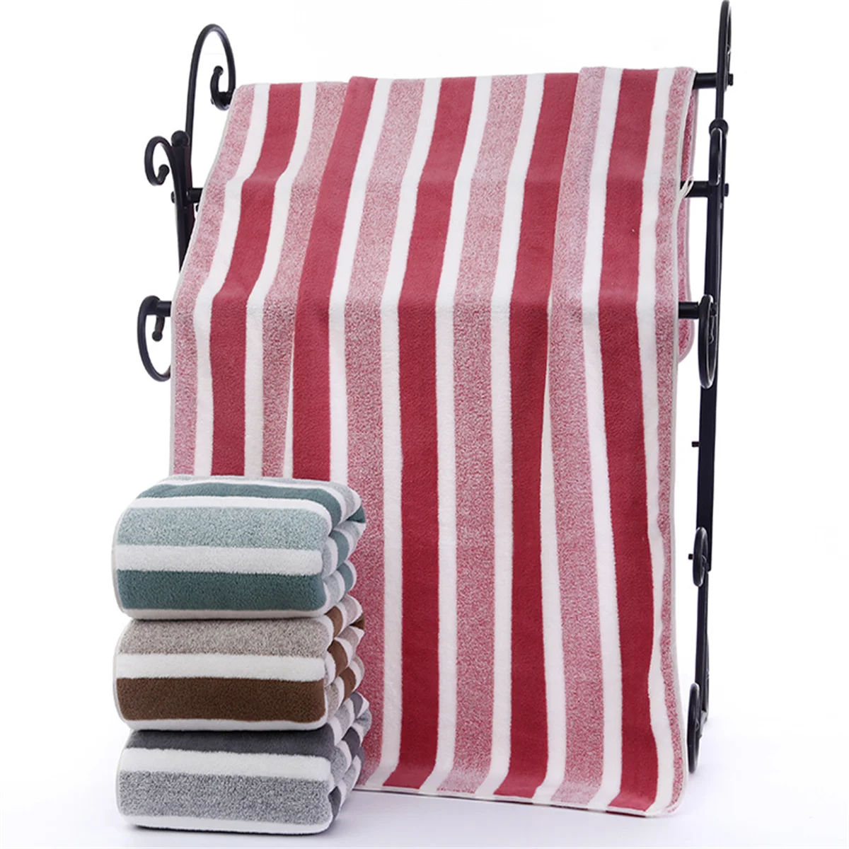 Quick-Drying Striped Towel Set For Soft And Absorbent Bathroom Experience Bath Towel Or Hand Towel