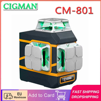 Cigman Cm-801 3X360 °   Self Leveling Laser Level 3D Green Cross Line Ip54 with Dual Rechargeable Batteries Remote Controller