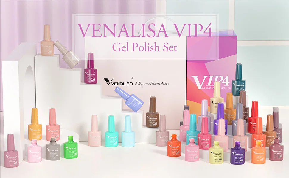 VIP5 VENALISA Gel-Nagellack-Set, Hema Free Nude Pink Glitter, wunderschöne Farbe, Nagelmaniküre, Soak Off UV-LED-Nagelgel-Lack-Set – Detail 10