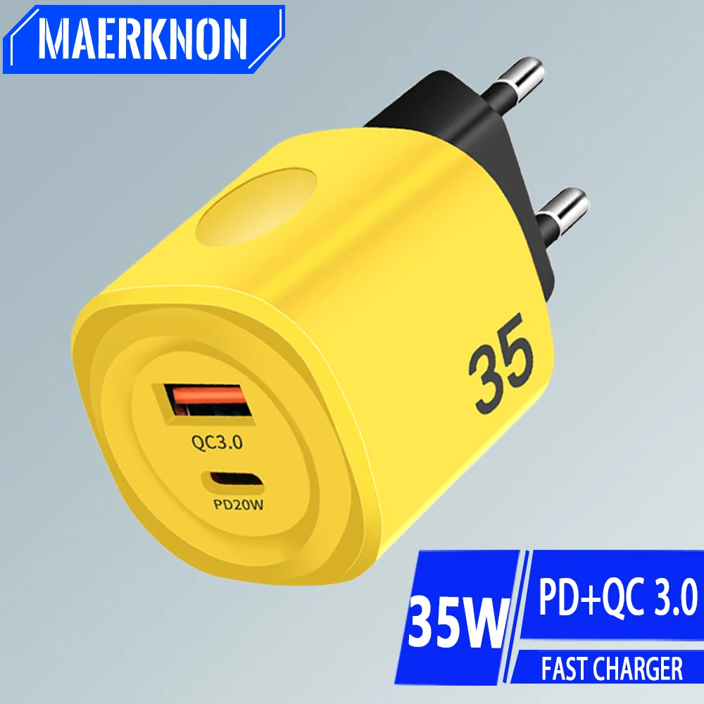 

35W PD USB C Charger Fast Charging Type C Phone Power Adapter For iPhone Samsung Xiaomi Huawei Quick Charge 3.0 USB Wall Charger