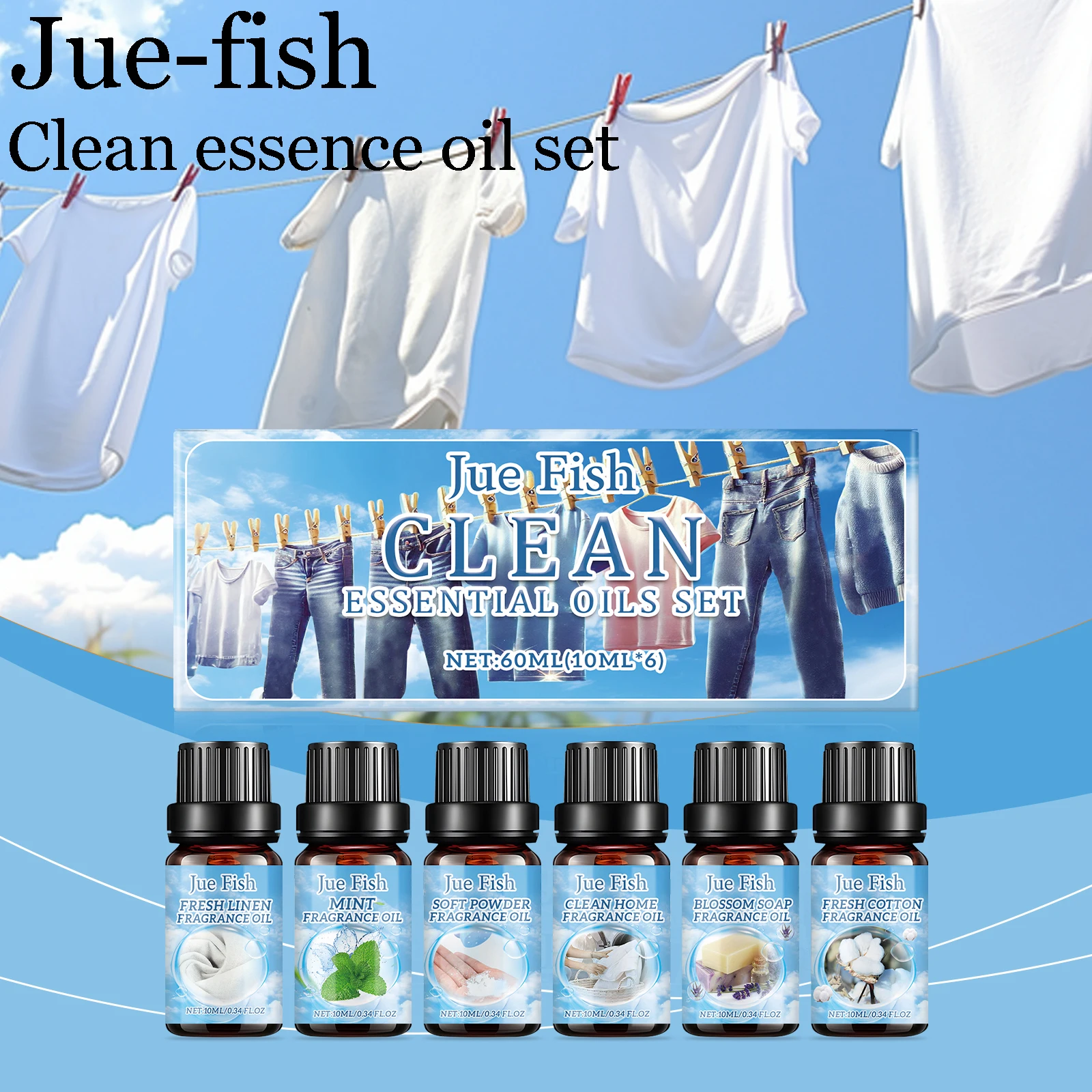 Jue-Juego de aceites de esencia para limpieza de pescado, múltiples perfumes, refrescante, frutado, efectos para mejorar la luna, Reduce el mal olor, limpieza, aceite de esencia de aire