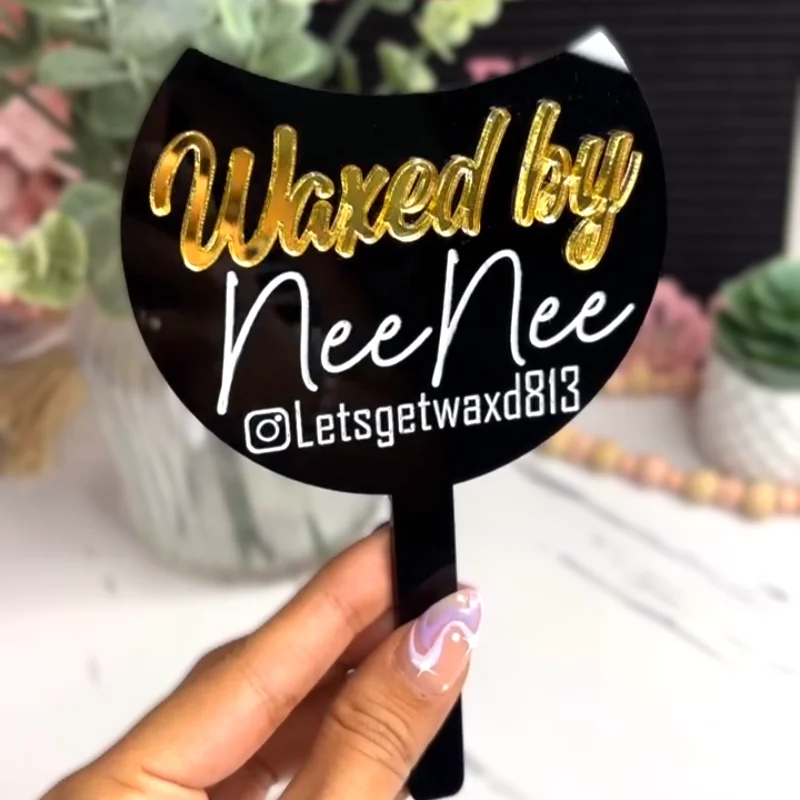 Wax Photo Prop With Logo for Wax Personalized Business Prop for Waxing Eyelash Technician Prop Handheld Mirror Social Media Prop