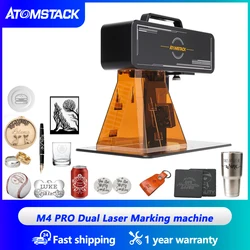 Atomstack M4 PRO Dual Laser Engraving and Cutting Machine Desktop Handheld 2-in-1 Pen Necklace Ring Laser with Roller Engraving