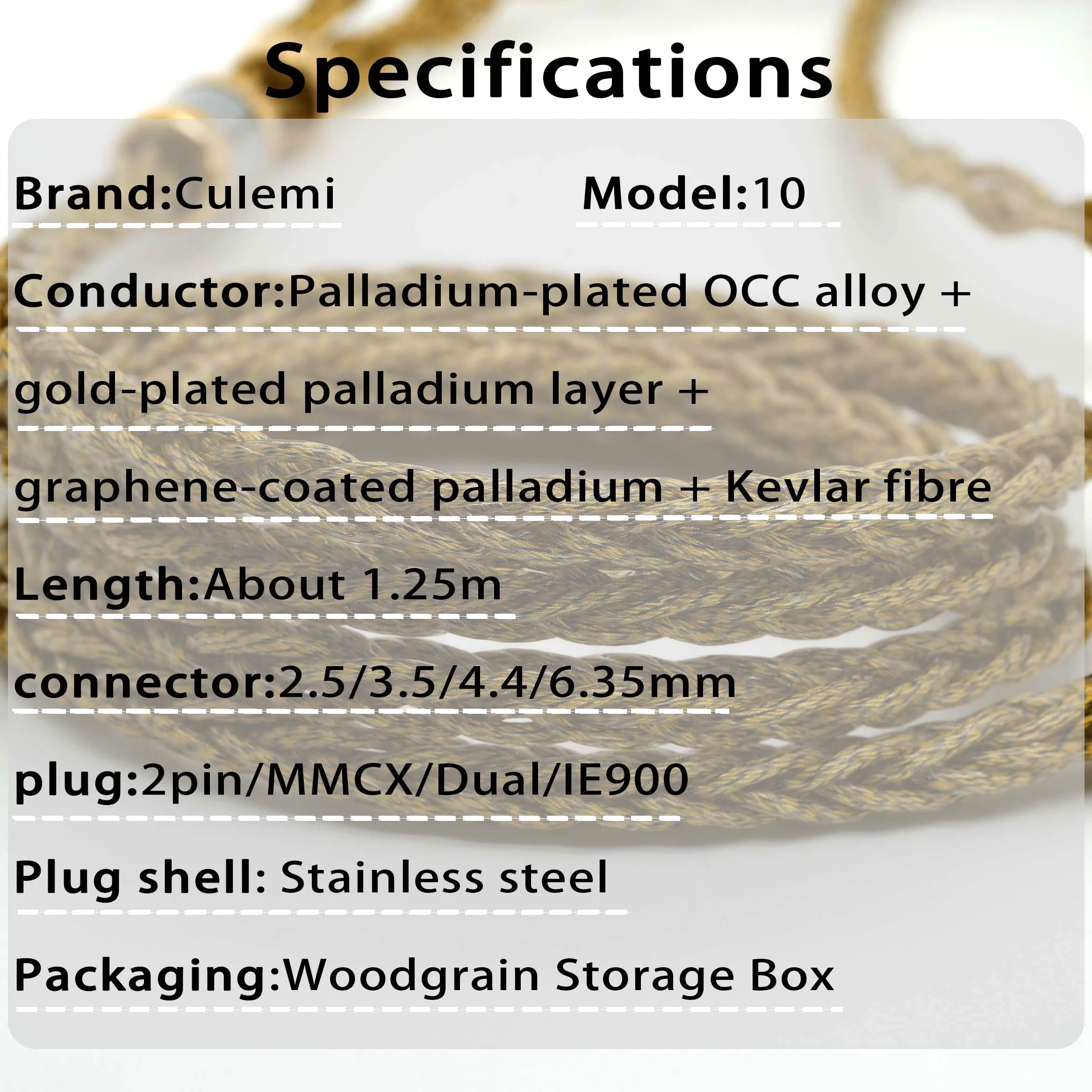 Culemi-10 Premium Flagship HiFi Upgrade-Kabel 2,5/3,5/4,4 mm symmetrischer Stecker 2PIN/Dual/MMCX/IE900 für Delci Explorer DaVinci – Detail 10