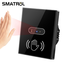 SMATRUL Wall Smart Light Switch Infrare IR Sensor No Need Touch EU UK 220V 110V Glass Screen Panel Electrical Power On Off Lamp