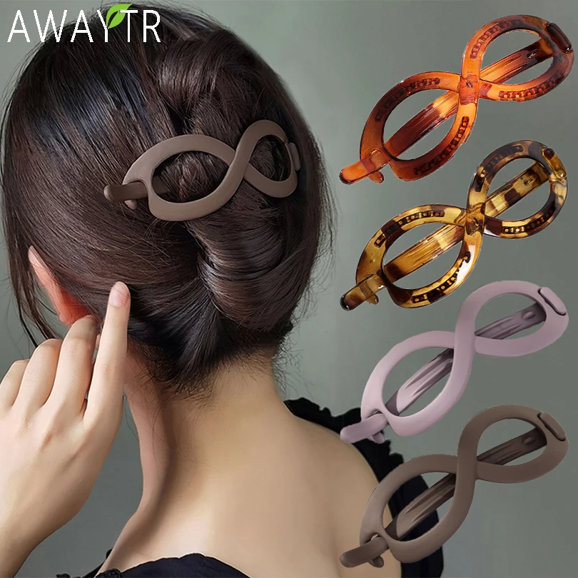 Korea Frosted Large Duckbill Clip Twist Hairpin 8-Shaped Top Clip Barrettes Plastic Hairclip Clamp Women Makeup Hair Accessories