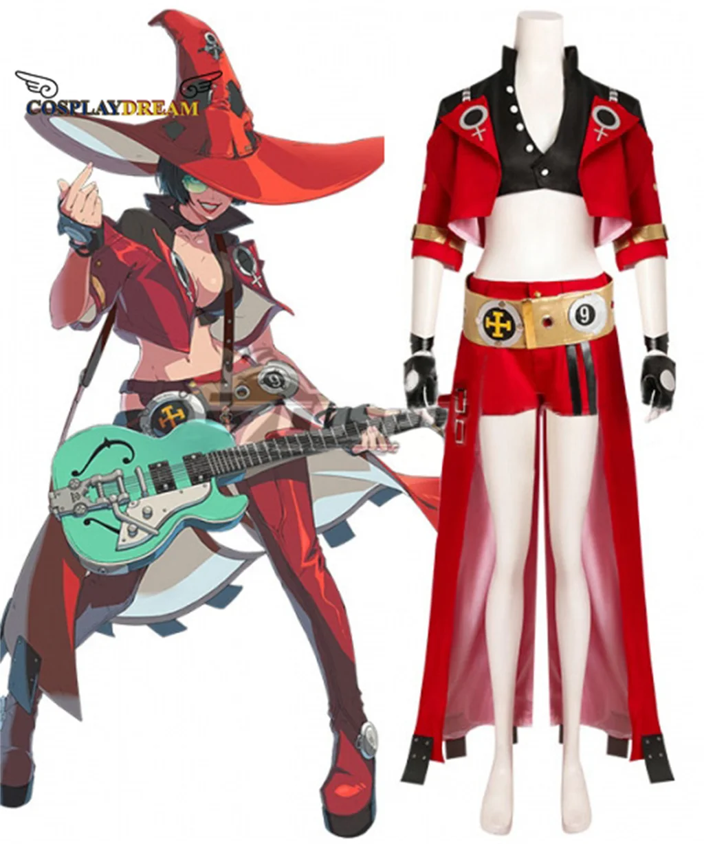 

Game Guilty Gear Cosplay STRIVE INO I-No Cosplay Costume Red Dress Halloween Carnival Party Dress Coat Hat Belt Glove Women Suit