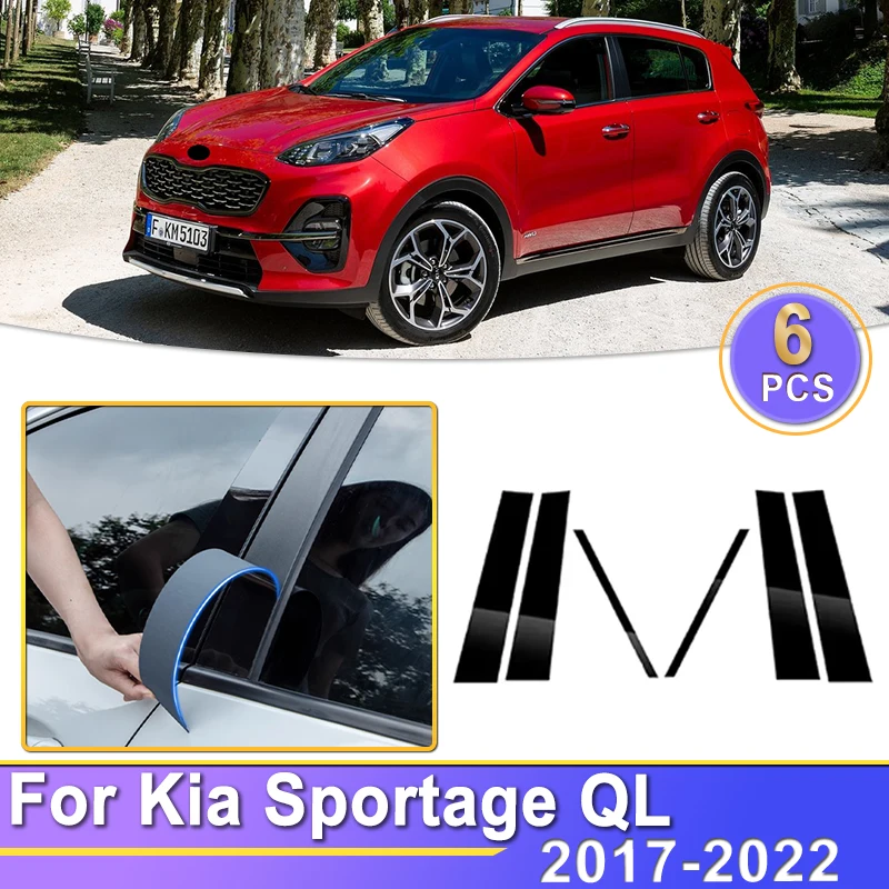 

Pillar Post Sticker For Kia Sportage QL 2017 2018 2019 2020 2021 2022 Car Window Door Column B C Pillars Posts Cover Trim Decal