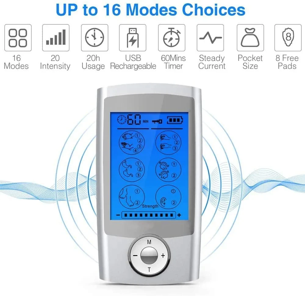 16/28 Modes Electric Ten Relax Muscle Stimulator EMS Acupuncture Body Massage Digital Therapy Slimming Electrostimulator Machine