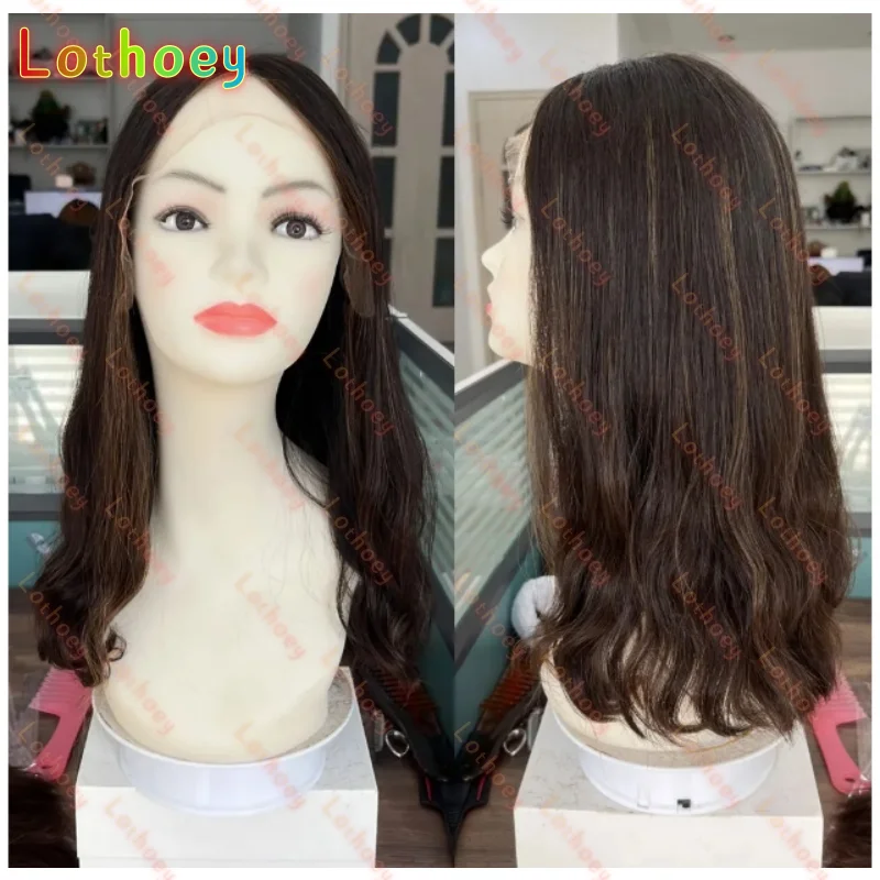 

Lace Front Wigs Balayage Brown Colored Highlights Transparent Lace Front Wigs Human Hair Natruai Hair Wig for Women