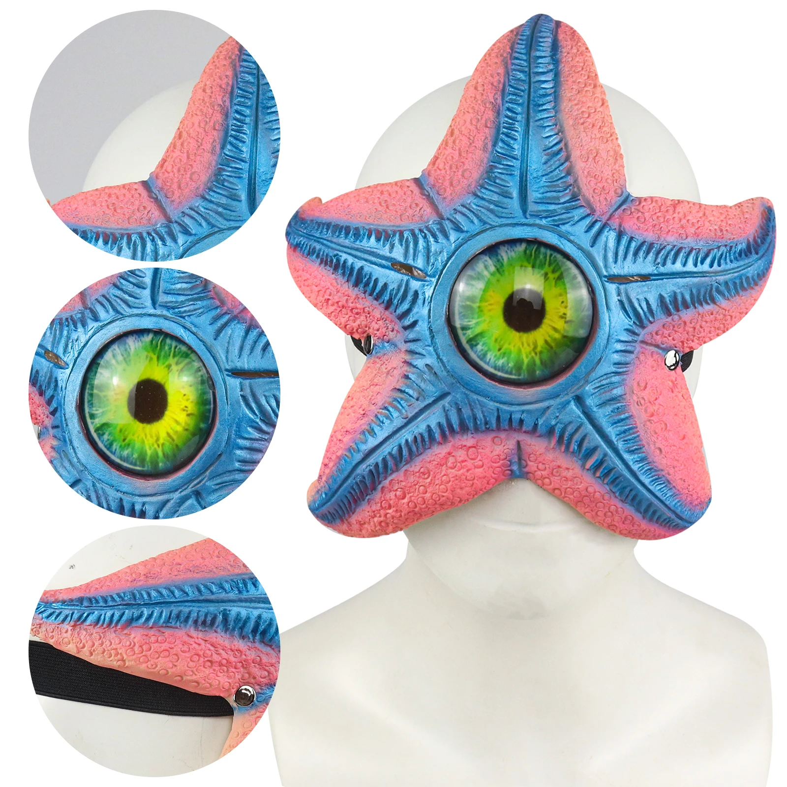 Bulex-Máscara de Cosplay de estrella de mar para fiesta de Halloween, cubierta de látex de miedo, disfraz de carnaval, tocado para adultos, accesorios para Cosplay