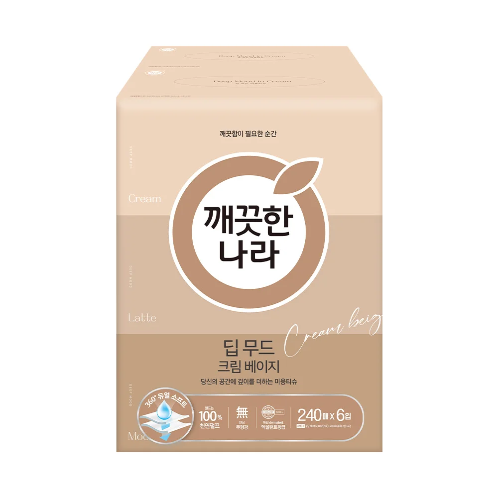 깨끗한나라 딥 무드 크림 베이지 미용티슈 240매6입