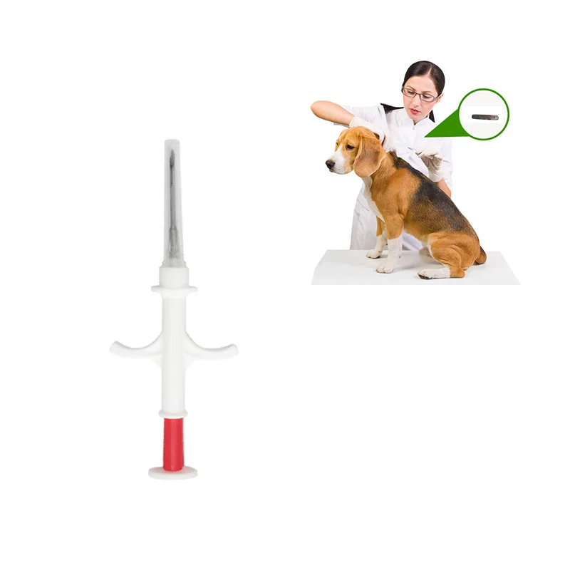 

100pcs 2.12x12/1.4x8/1.25x7mm pet ID animal microchip with syringe for dog cat buffalo cow chip EM4305 134.2khz FDX-B Vet Horse