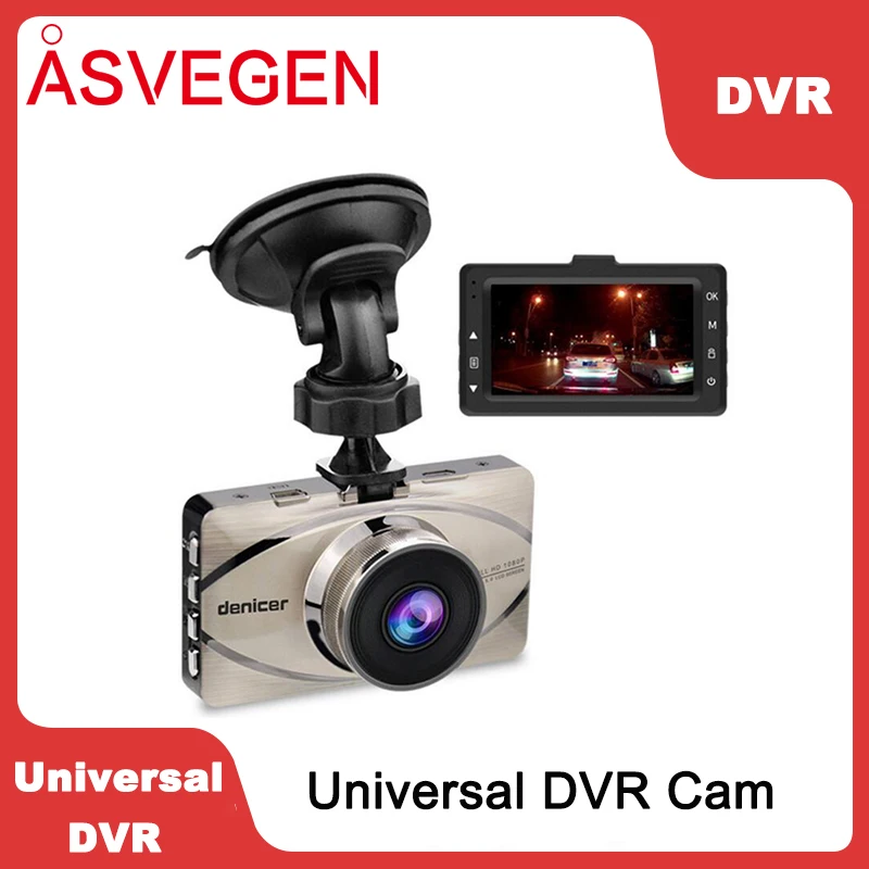 

Asvegen Full HD 1080P Car DVR Dash Cam Dual Lens Camera 3'' Dash Camera WDR Video Recorder G-Sensor Night Vision Driving Corder