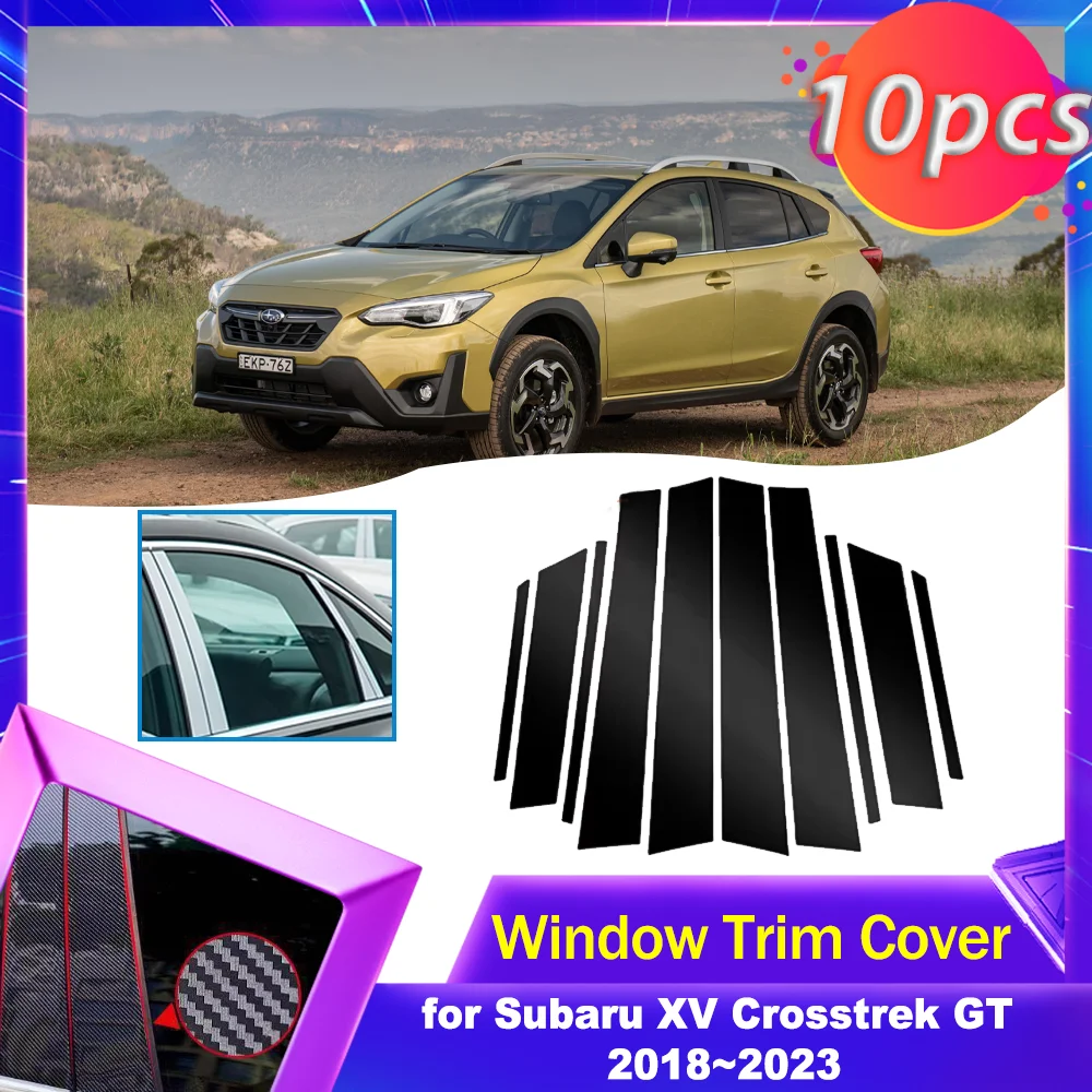 

Накладка на окно двери автомобиля для Subaru XV Crosstrek GT 2018 ~ 2023, хромированная черная наклейка из углеродного волокна, наклейка на стойки, аксессуары