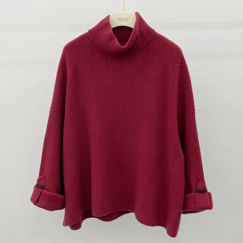 turtleneck wool sweater fashion women jumper thick winter pullover brown top woman vintage sweaters turtle neck style retro tops