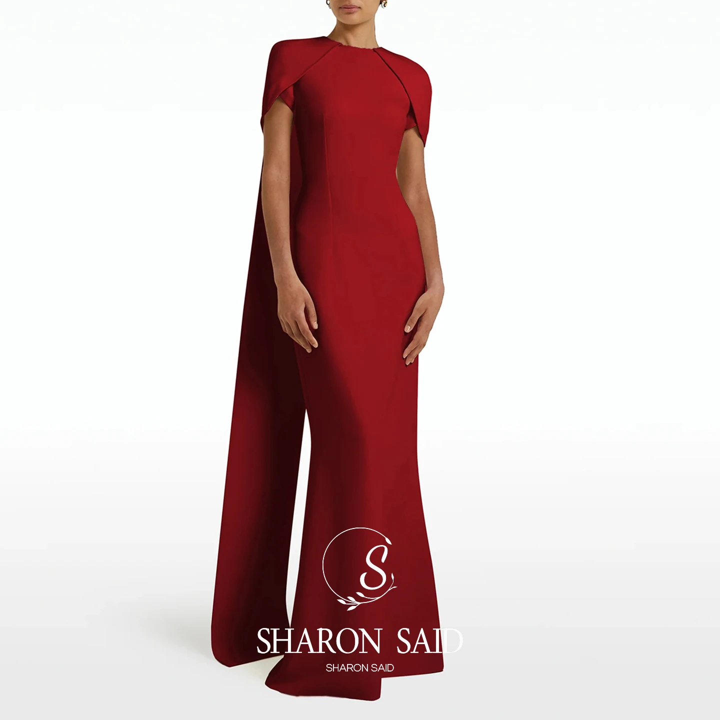 Sharon Said Saudi-Arabien Elegantes Rosa Burgunderrotes Schwarzes Meerjungfrauen-Abendkleid für 2026 Dubai Party Hochzeitskleider SF033 Maßanfertigung – Detail 10