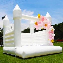 PVC Commercial Bounce House, Inflatable Bouncy Castle with Blower, White Jumping Castle for Kids and Adults, 12 ft