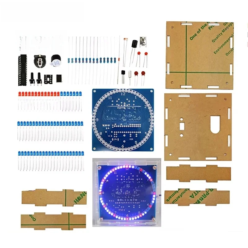 DIYUSER DIY obrotowy cyfrowy moduł wyświetlacza LED Alarm elektroniczny zestaw zegara cyfrowego 51 SCM tablica edukacyjna 5V DS1302 — zdjęcie 2