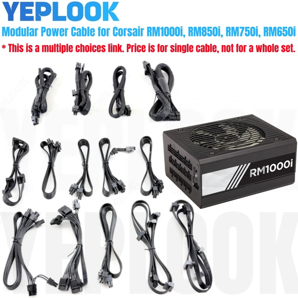 

For Corsair RM-i PSUs, 6+2 PCI-E & 4+4 CPU, PERIPHERAL & SATA, 24PIN ATX Modular Power Cable for RM1000i, RM850i, RM750i, RM650i
