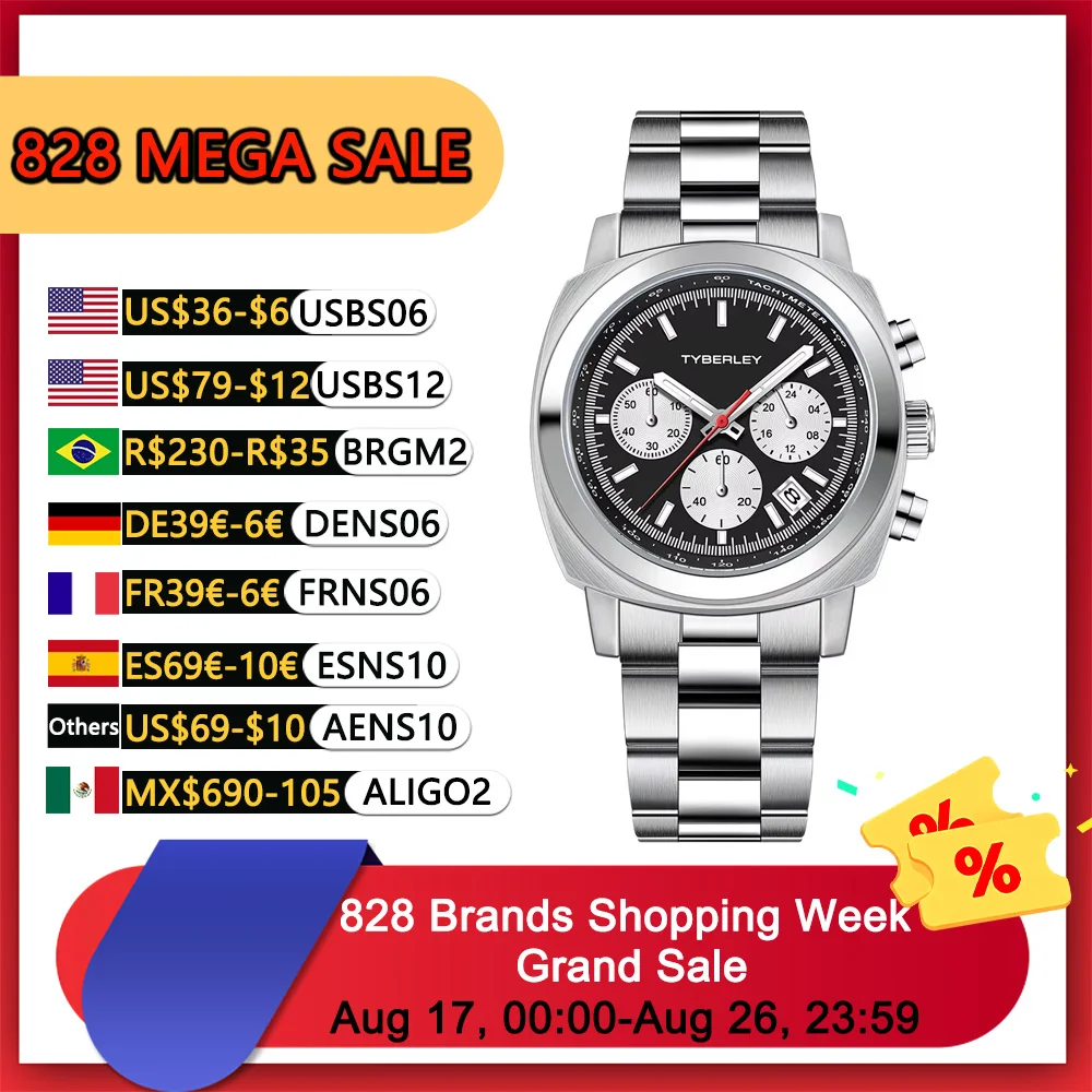 2026 Design Top Herrenmode Quarzuhren Hardlex Mirror Herren Sport Chronograph Edelstahl Leuchtende wasserdichte Uhren