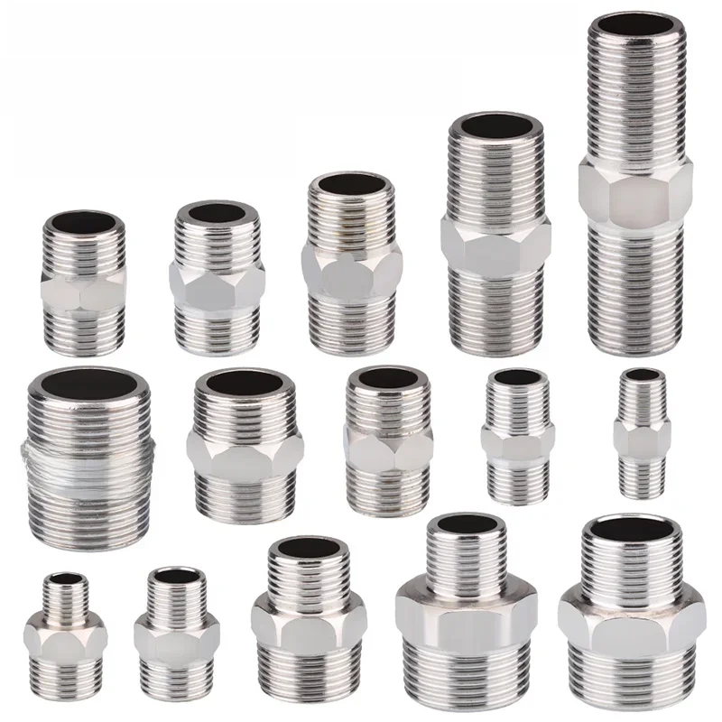 Connecteur de mamelon 1/8 "1/4" 3/8 "1/2" 3/4 "1", filetage Double mâle en acier inoxydable, connecteur égal/réducteur, longueur 30-100mm, 1 à 10 pièces