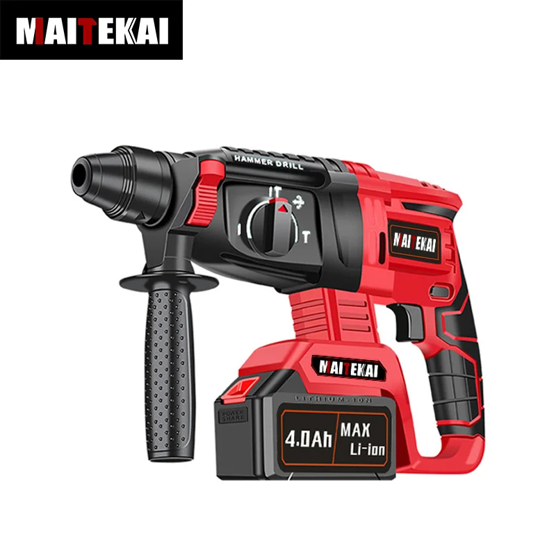 MAITEKAI Electric Hammer Cordless Drill Electric Pick Multifunctional Rotary Rechargeable Power Tool With Battery