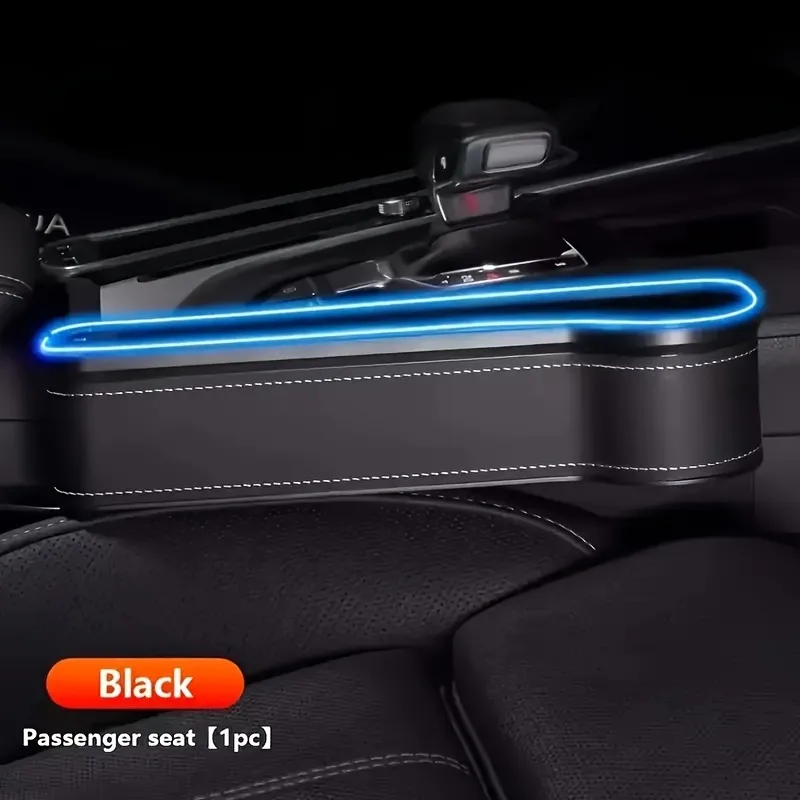 Car Seat Gap Storage Box, Phone Holder Charger, Miscellaneous Organizer, LED Ambient Lighting Car Seat Gap Organizer